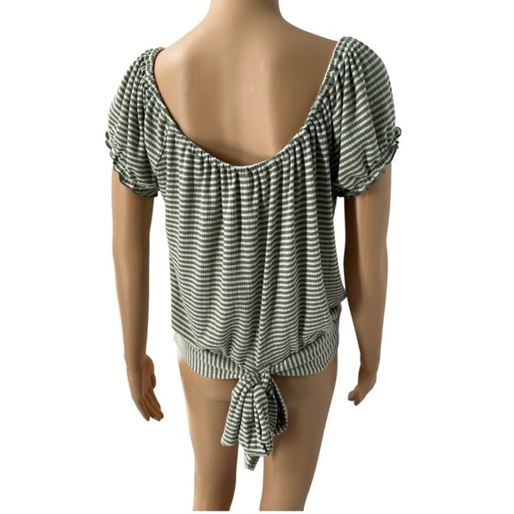 Willow + Root Striped Ruffle Short Sleeve Top Size M - Picture 2 of 7